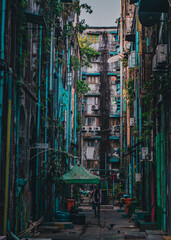 Colorful alley in Yangon, Myanmar