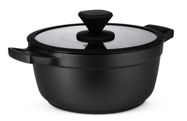New black saucepan isolated on white background
