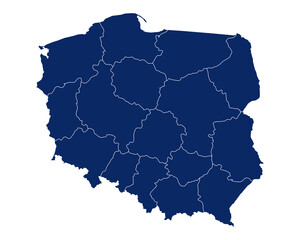 Fototapeta Karte von Polen mit Regionen und Grenzen obraz