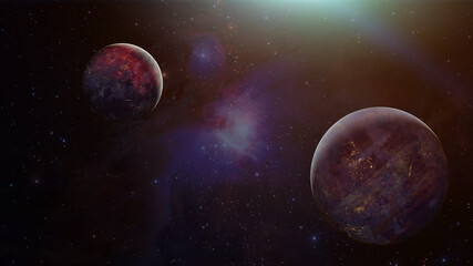 Obraz na płótnie Canvas Exoplanets or Extrasolar planets. Elements of this image furnished by NASA
