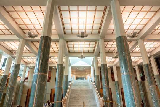  Inside The Marble Entrance Foyer Of Parliament House In Canberra, Australia.