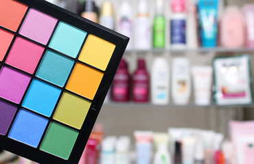 Cosmetics Counter With Various Beauty Products