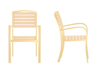 Outdoor wooden chair. vector illustration