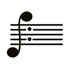 music note in musical partiture silhouette style icon