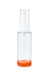 Used sanitizer bottle isolated on a white background