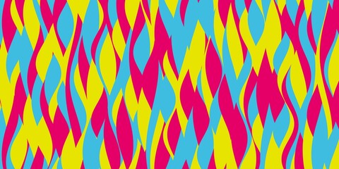 三色の波が重なった幾何学模様