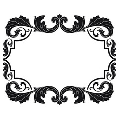 Vintage Ornament Element in baroque style with filigree and floral engrave the best situated for create frame, border, banner. It's hand drawn foliage swirl like victorian or damask design arabesque.
