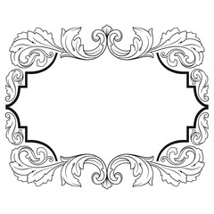 Vintage Ornament Element in baroque style with filigree and floral engrave the best situated for create frame, border, banner. It's hand drawn foliage swirl like victorian or damask design arabesque.
