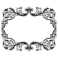 Vintage Ornament Element in baroque style with filigree and floral engrave the best situated for create frame, border, banner. It's hand drawn foliage swirl like victorian or damask design arabesque.
