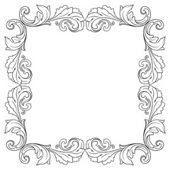 Vintage Ornament Element in baroque style with filigree and floral engrave the best situated for create frame, border, banner. It's hand drawn foliage swirl like victorian or damask design arabesque.
