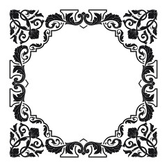 Vintage Ornament Element in baroque style with filigree and floral engrave the best situated for create frame, border, banner. It's hand drawn foliage swirl like victorian or damask design arabesque.
