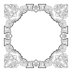 Vintage Ornament Element in baroque style with filigree and floral engrave the best situated for create frame, border, banner. It's hand drawn foliage swirl like victorian or damask design arabesque.
