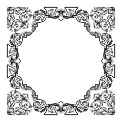 Vintage Ornament Element in baroque style with filigree and floral engrave the best situated for create frame, border, banner. It's hand drawn foliage swirl like victorian or damask design arabesque.