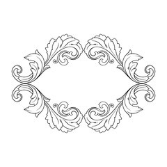 Fototapeta premium Vintage Ornament Element in baroque style with filigree and floral engrave the best situated for create frame, border, banner. It's hand drawn foliage swirl like victorian or damask design arabesque.
