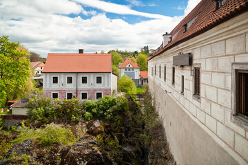 Local house with a red roof in Cesky Krumlov from Budejovicka gate