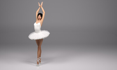 Fototapeta premium 3d rendering : an illustration of ballerina dancing in the studio 
