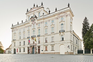 Fototapeta na wymiar Archbishop palace at the Prague castle with no people during lockdwon