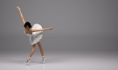 3d rendering : an illustration of ballerina dancing in the studio 