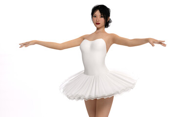 Naklejka premium 3d rendering : an illustration of ballerina dancing in the studio 