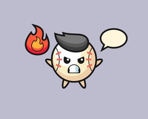 Baseball cartoon with angry gesture