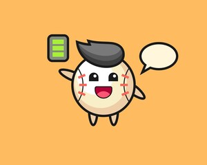 Baseball cartoon with energetic gesture