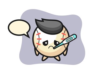 Baseball cartoon with fever condition