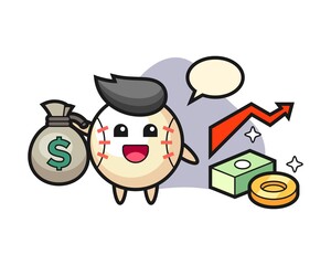 Baseball cartoon holding money sack