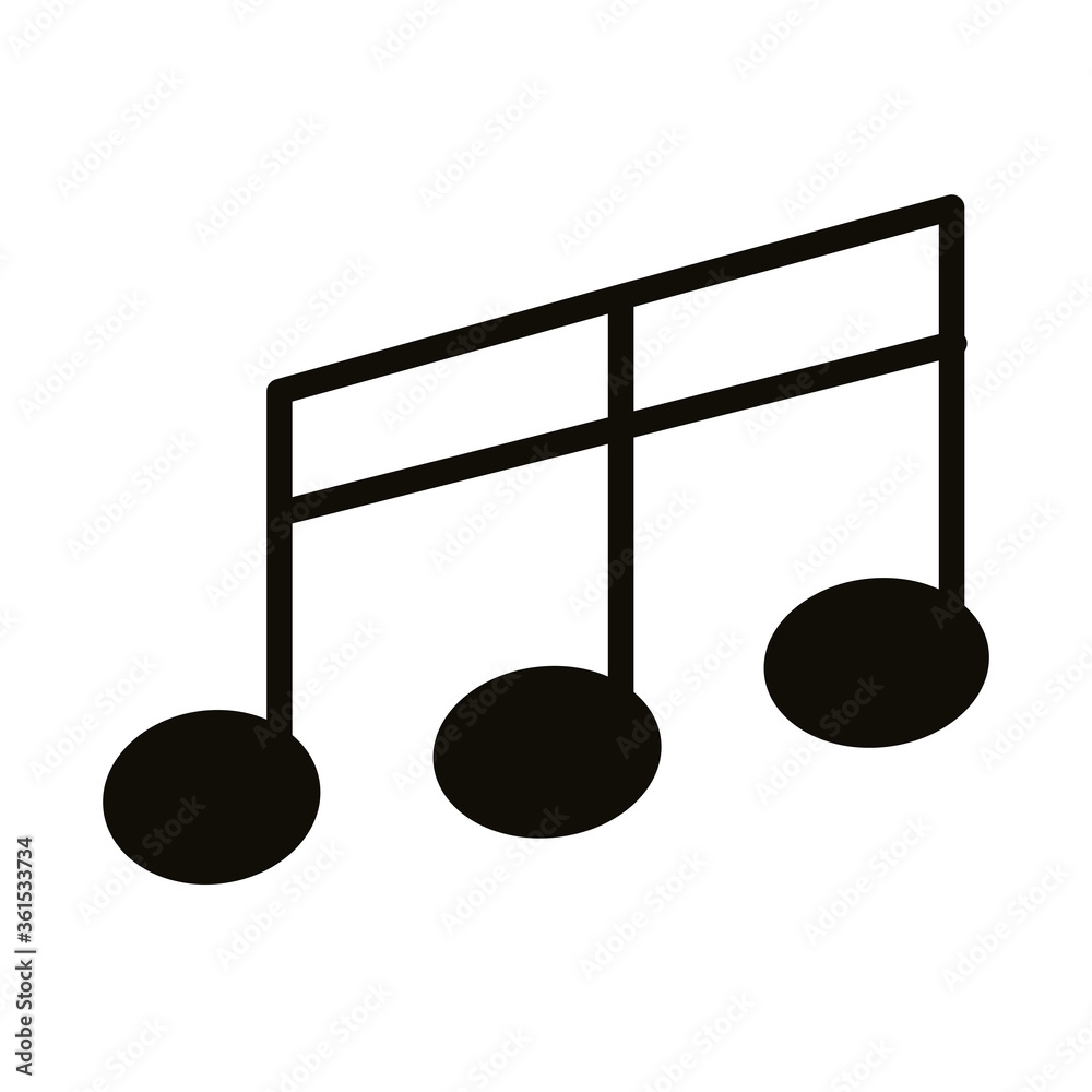 Wall mural music note silhouette style icon