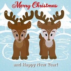 A merry Christmas and happy new year postcard 