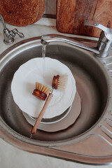 Fototapeta premium zero waste kitchen clean set for washing dishes
