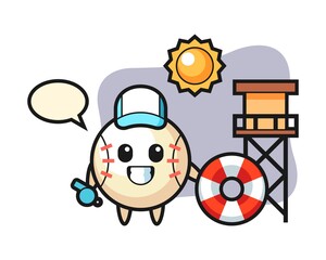 Baseball cartoon as a beach guard