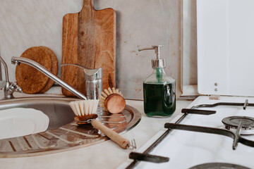 zero waste kitchen clean set for washing dishes