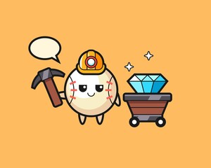 Baseball cartoon as a miner