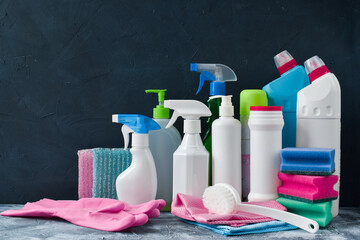 Household chemicals. Cleaning products. House cleaning, apartments.