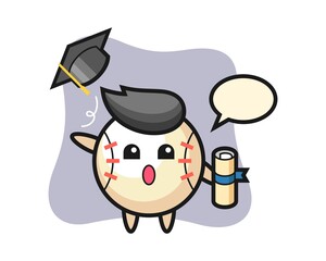 Baseball cartoon throwing the hat at graduation