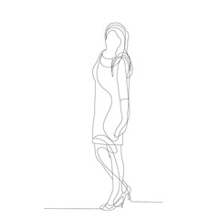 vector, isolated, single line drawing of a woman