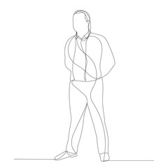 vector, isolated, single line drawing of a man, sketch