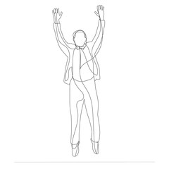  isolated, one line drawing of a man jumping, sketch
