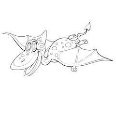 sketch of a cute dinosaur, coloring book, cartoon illustration, isolated object on a white background, vector illustration,