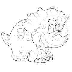 sketch of a cute dinosaur, coloring book, cartoon illustration, isolated object on a white background, vector illustration,