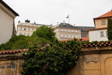 One of the newer buildings at Prague castle seen from below