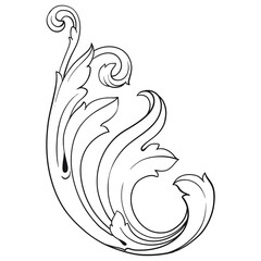 Vintage Ornament Element in baroque style with filigree and floral engrave the best situated for create frame, border, banner. It's hand drawn foliage swirl like victorian or damask design arabesque.