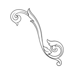 Vintage Ornament Element in baroque style with filigree and floral engrave the best situated for create frame, border, banner. It's hand drawn foliage swirl like victorian or damask design arabesque.