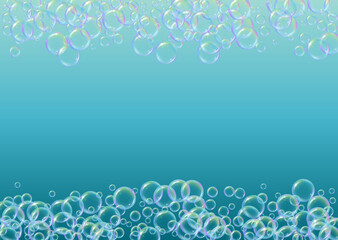 Foam party background with shampoo and soap suds bubbles.