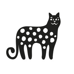 Funny cats set. Black cats silhouette collections. Cartoon style.