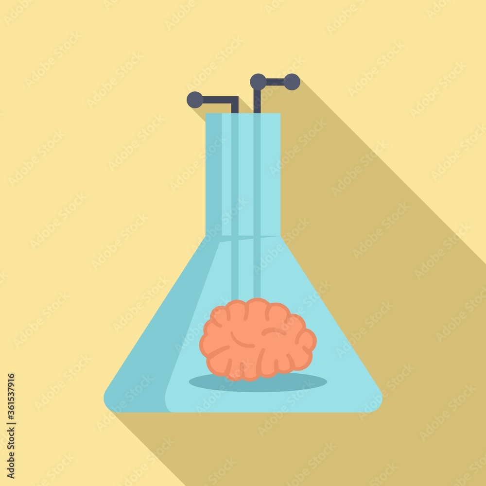 Poster ai flask brain icon. flat illustration of ai flask brain vector icon for web design