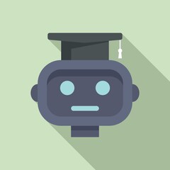 Graduated ai robot icon. Flat illustration of graduated ai robot vector icon for web design