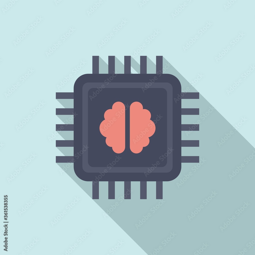 Poster brain ai processor icon. flat illustration of brain ai processor vector icon for web design