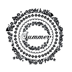 Round frame with space for text. Vintage floral ornament