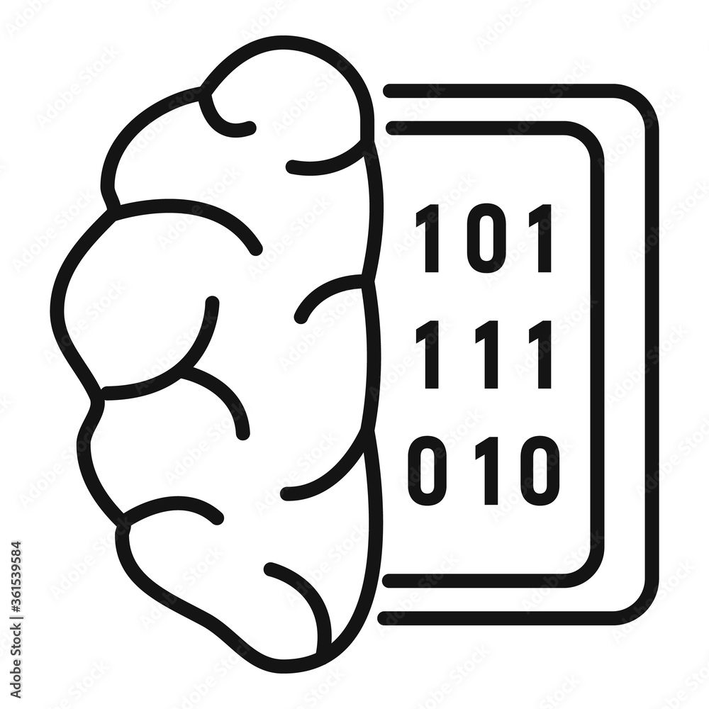 Poster data analysis brain icon. outline data analysis brain vector icon for web design isolated on white b